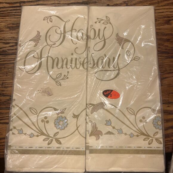TWO 2 VTG HALLMARK Large Paper Table Cover, HAPPY ANNIVERSARY, 60” X 102”, NEW - Picture 1 of 6